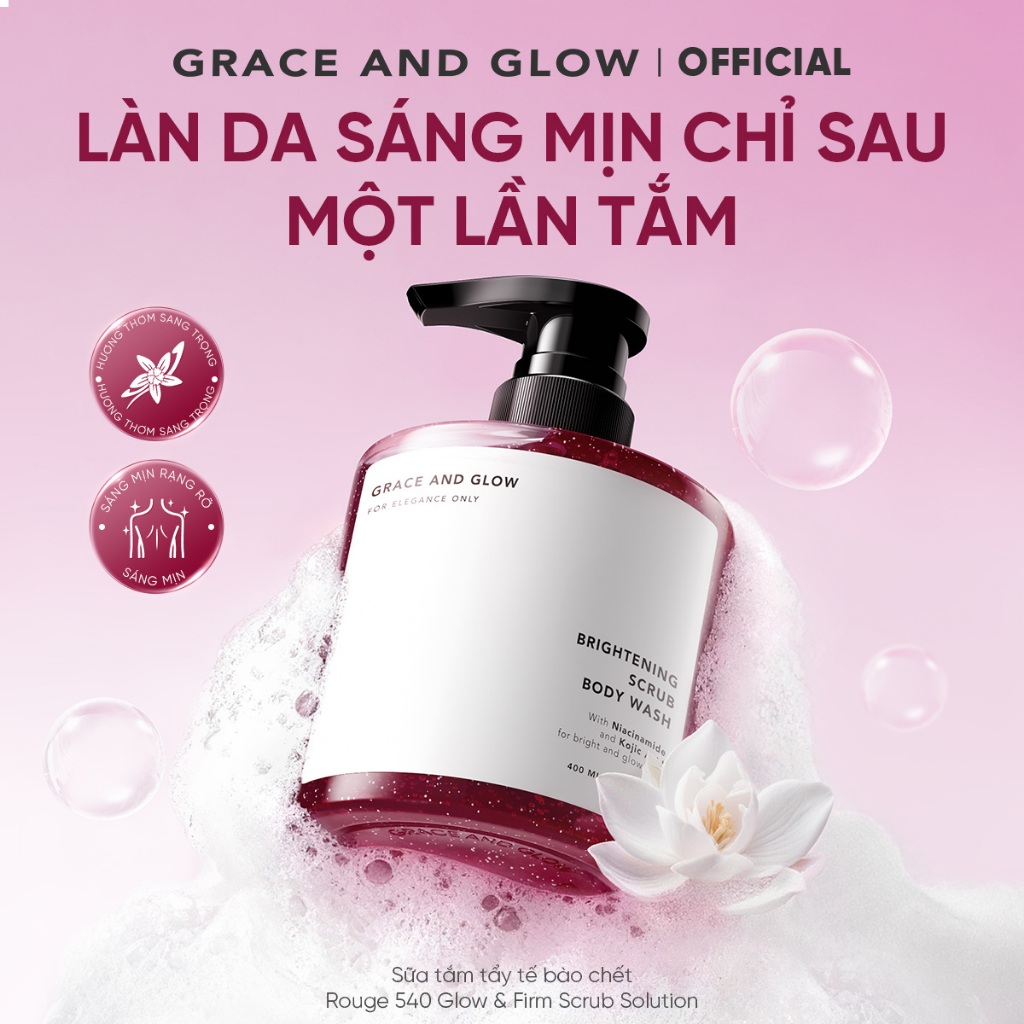 [Tẩy Tế Bào Chết] Sữa tắm Black Opium Scrub Grace and Glow Body Wash 400ml nước hoa trắng da thơm lâ