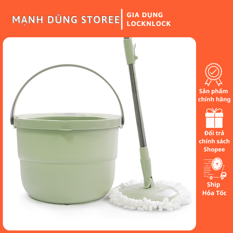 Bộ Cây Lau Nhà Lock&Lock ETM498MIT – Xoay Tự Vắt, 2 Bông Lau, Thiết Kế Nhỏ Gọn, Màu Mint