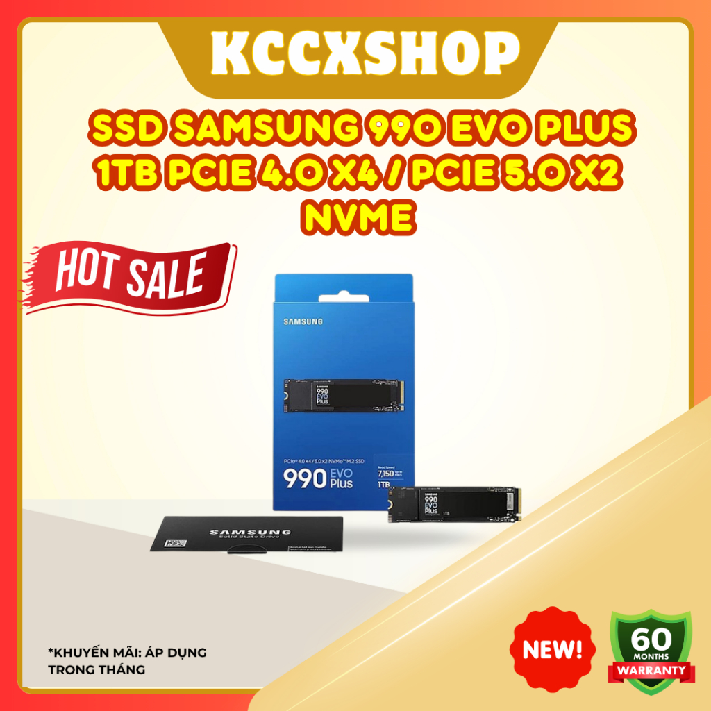 Ổ cứng SSD Samsung 990 EVO Plus 1TB PCIe 4.0 x4 / 5.0 x2 NVMe M.2 2280 – tốc độ cao, tiết kiệm điện,