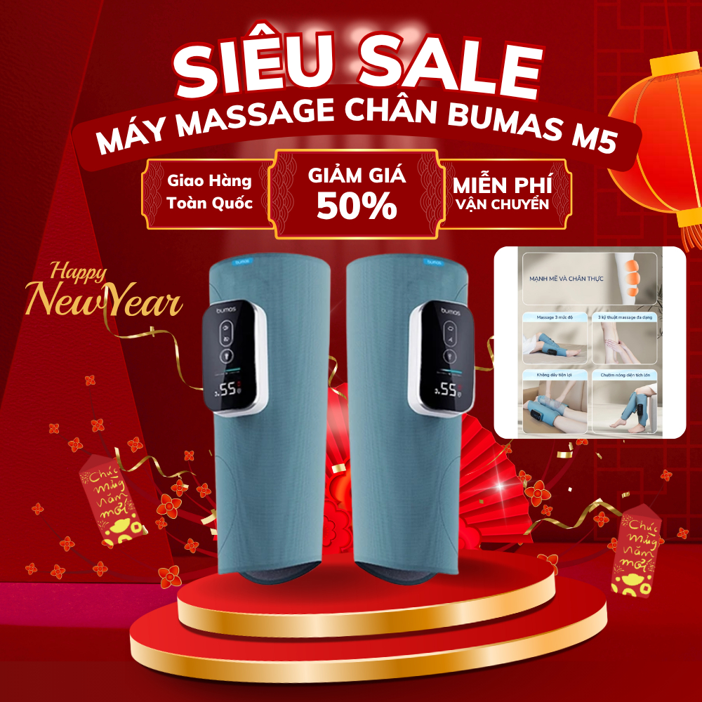 Máy Massage Chân BUMAS M5 - Massage Bằng Khí Nén - Bấm Và Bóp Huyệt Chân Thật - 3 Mức Độ Nhiệt