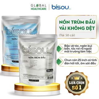 Mũ/nón trùm đầu y tế Bisou mũ con sâu tiệt trùng bao tóc y tế ngăn bụi vi khuẩn hiệu quả (T/50 cái)