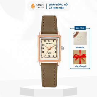  Đồng Hồ Nữ Doukou Dây Da Đeo Tay Thời Trang Cao Cấp Mặt Vuông Đẹp Thanh Lịch Basic Jewelry DK01 