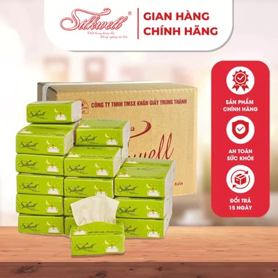 Thùng 30 gói Giấy ăn Silkwell gấu trúc mini 100 tờ 3 lớp 100% bột tre nhập khẩu