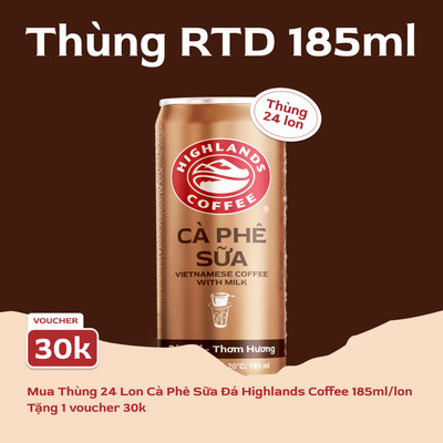 Thùng 24 Lon Cà Phê Sữa Đá Highlands Coffee 185ml