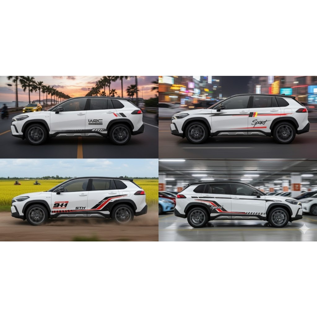 Decal dán xe Toyota crolla cross mẫu mới phong cách thể thao, tem xe toyota nhiều mẫu đẹp, tem xe 7 