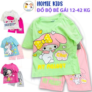  Đồ lửng bé gái size đại 12-42 kg set bộ quần ngố phối áo thun cotton cộc tay in hoạt hình công chúa kuromi Homie Kids 
