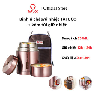  Bình ủ cháo  ủ nhiệt TAFUCO 750ml Inox 304 + tặng kèm túi giữ nhiệt Thermal insulated food jar 