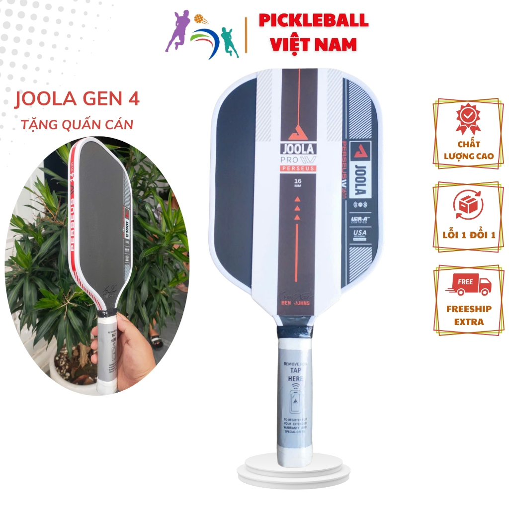 Vợt Pickleball Joola Pro Perseus IV (16mm), đáy logo nhôm, mặt vợt chuẩn nhám carbon
