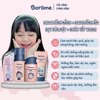  Kem chống nắng Kem dưỡng ẩm Nước tẩy trang Sữa rửa mặt dạng bọt cho bé Borome thành phần lành tính an toàn dịu nhẹ 