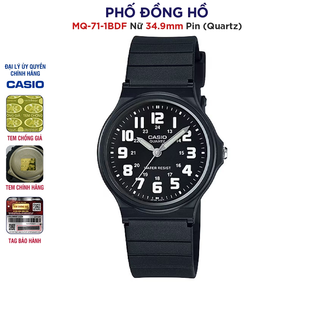 Đồng hồ nữ dây nhựa Casio chính hãng Anh Khuê MQ-71-1BDF