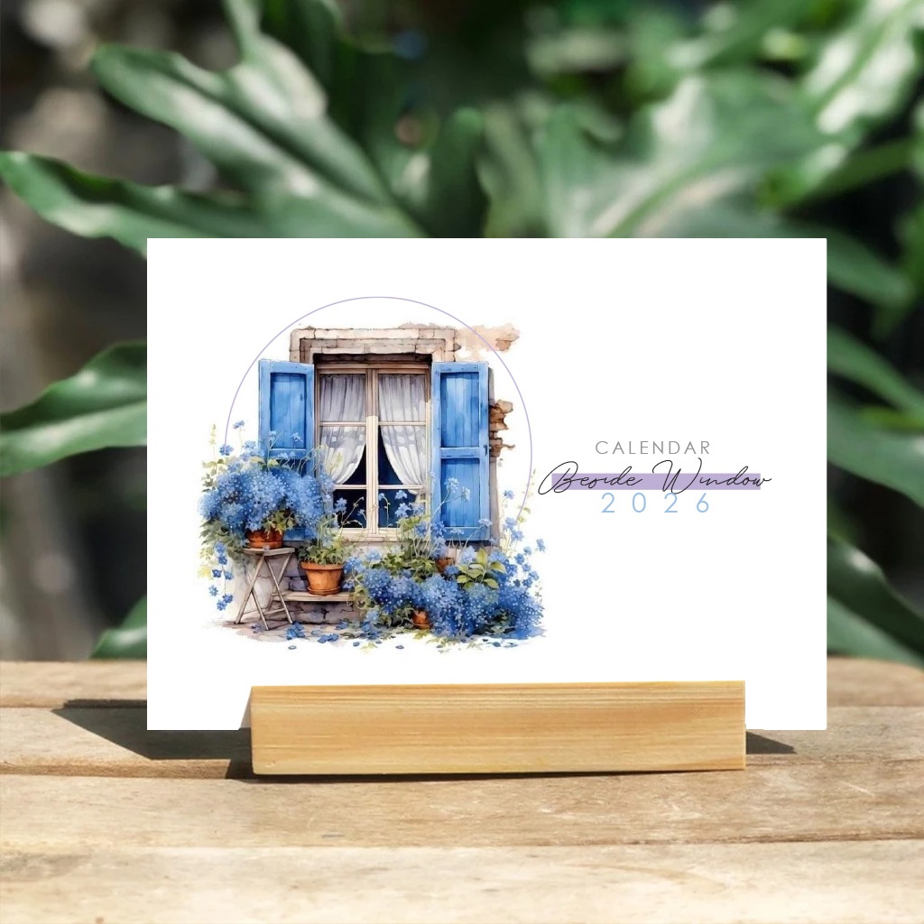 Lịch đế gỗ để bàn 2026 nhỏ xinh tiện lợi phong cách Vintage hoạ tiết dễ thương CÓ LỊCH ÂM decor bàn làm việc