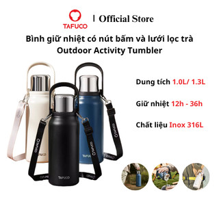  Bình giữ nhiệt TAFUCO có dây đeo 1L 1.3L Inox 316L Outdoor Activity xanh than đen trắng kem  