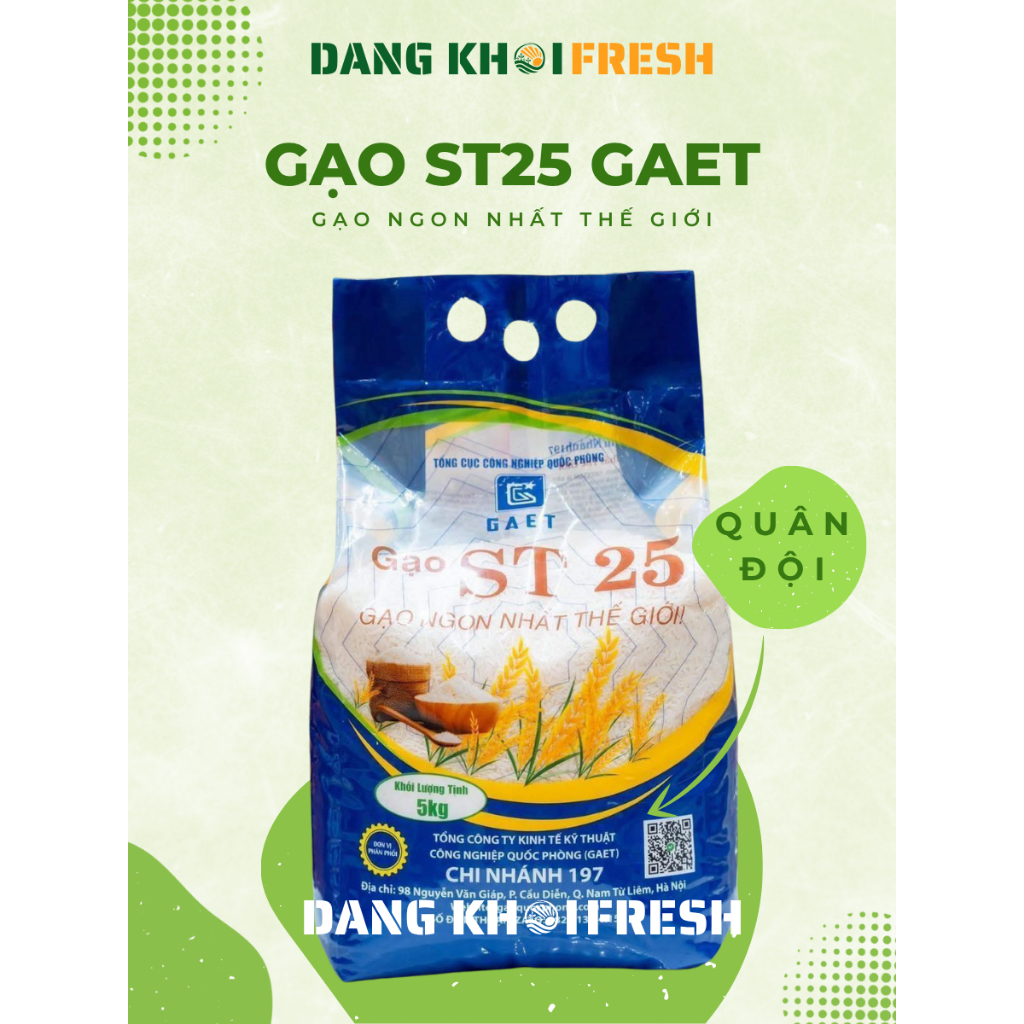 Gạo ST25 chính hãng các loại, Gaọ ST25 GAET 1kg 2kg 5kg