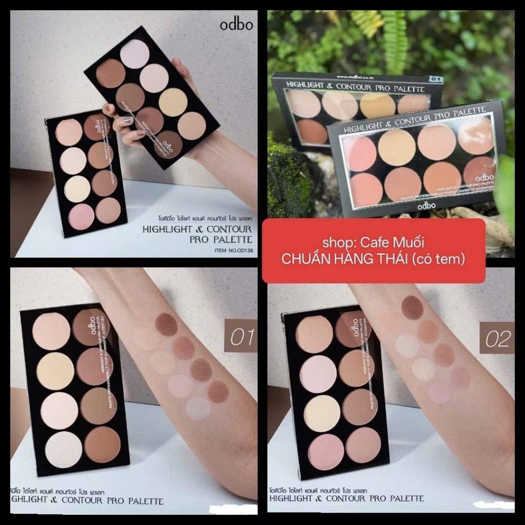 BẢNG TẠO KHỐI & BẮT SÁNG  8 Ô Odbo Highlight & Contour Pro Palette