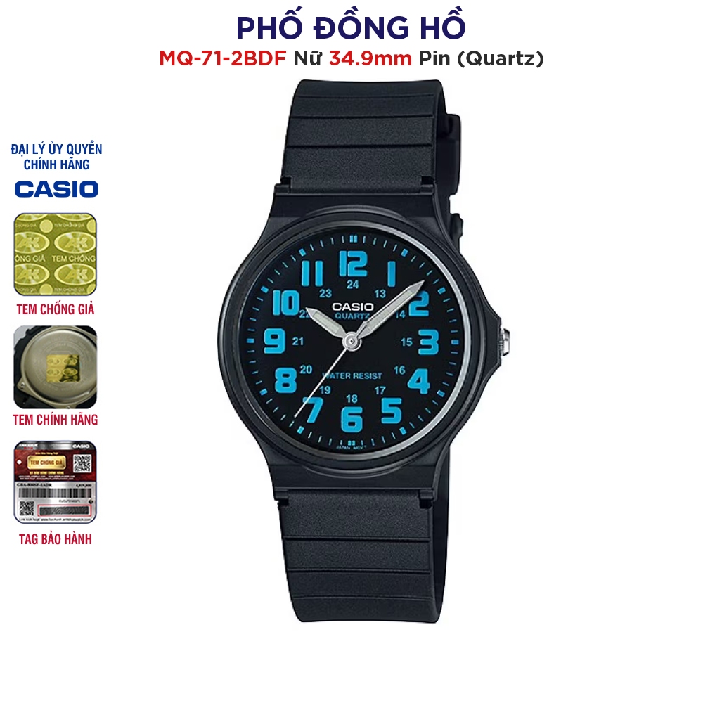 Đồng hồ nữ dây nhựa Casio chính hãng Anh Khuê MQ-71-2BDF