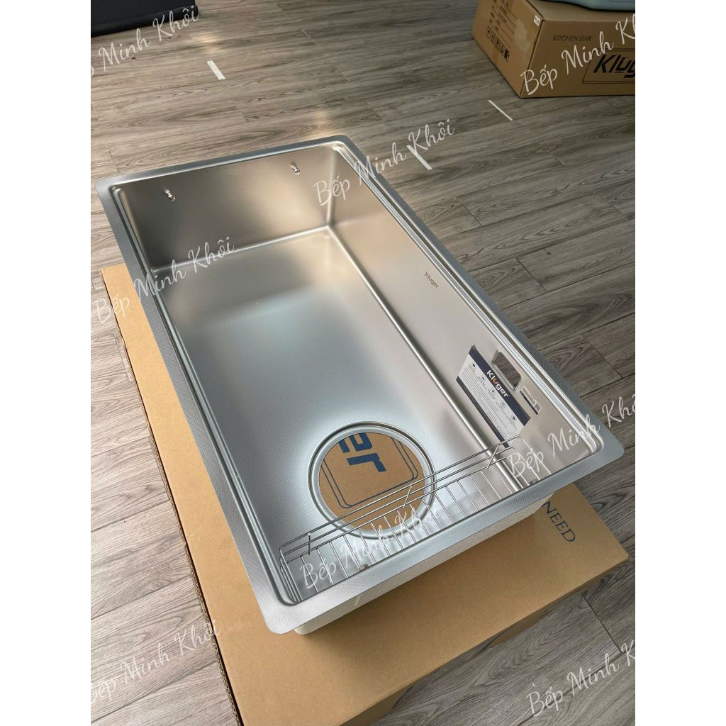 Chậu rửa bát Kluger KY8045FS – S80 nhập khẩu, chậu 1 hố đập liền khối Bề mặt: LINEN dập nổi
