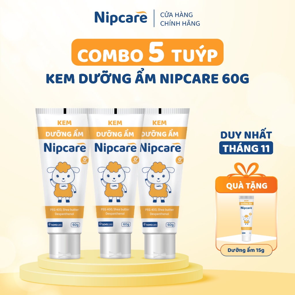 Combo 5 Tuýp Kem dưỡng ẩm Nipcare 60G- kem dưỡng ẩm cho bé khô da, chàm sữa, viêm da cơ địa
