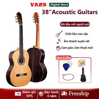  VARB 38 inch Đàn guitar acoustic dành cho người mới tập chơi 18 phím âm Dây loại mềm ghi-ta Cấp độ cơ bản 