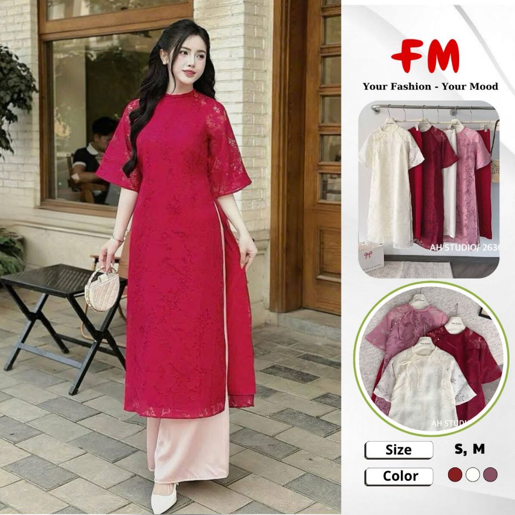 Áo Dài Nữ Cách Tân FMSTYLE Lụa Gấm Cao Cấp Dáng Suông Thanh Lịch Sang Trọng 25101767