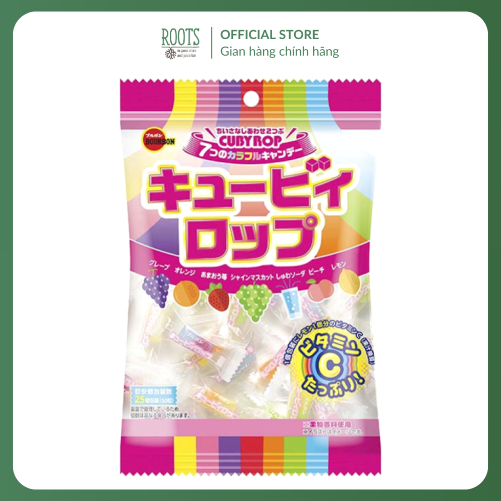 (Ship hỏa tốc) BOURBON - Kẹo Trái Cây 7 Vị, Cuby Rop, 7 Colourful Flavored Candy (100g)
