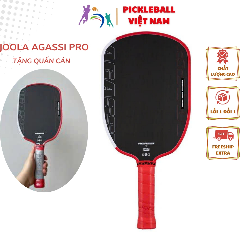 Vợt Pickleball siêu cấp JOOLA Agassi Pro 16mm hàng đẹp, logo nhôm đáy cán vợt