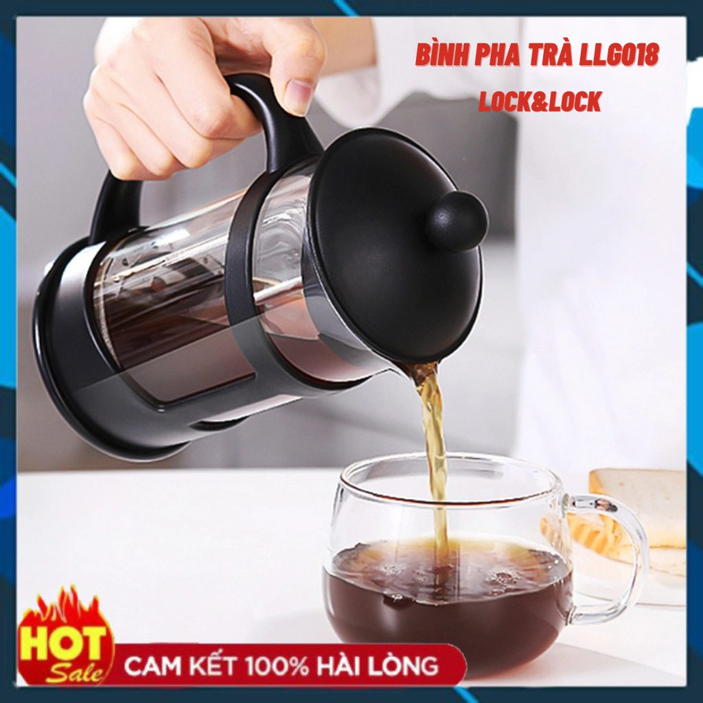 Bình Pha Trà Cafe 800ml LLG018 Lock&Lock, Pha Cafe, Sữa, Trà Vỏ Thủy Tin Bền Đẹp