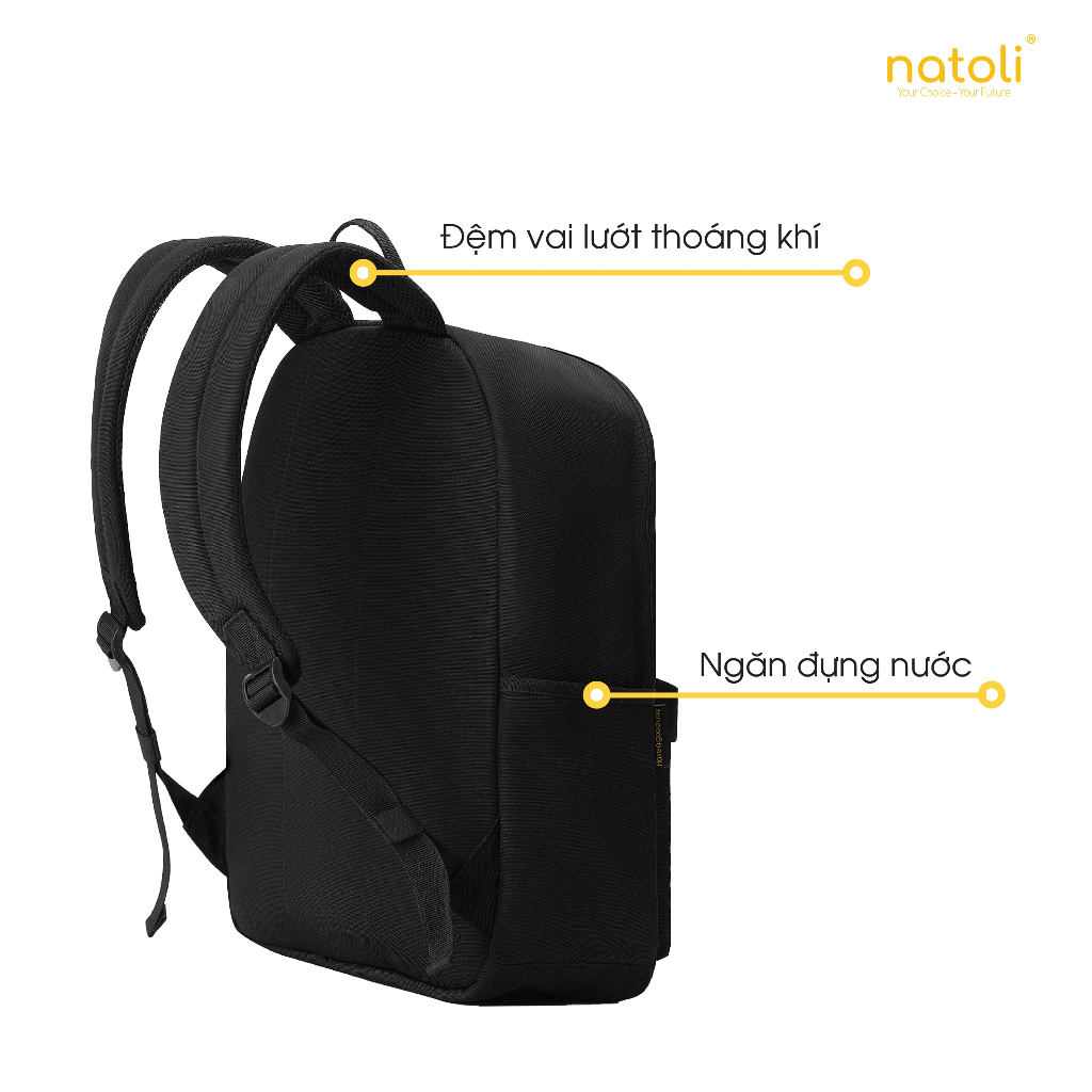 Balo đi học nam nữ thương hiệu NATOLI nhiều ngăn chống nước tốt - Basic Backpack B2 | BigBuy360 - bigbuy360.vn