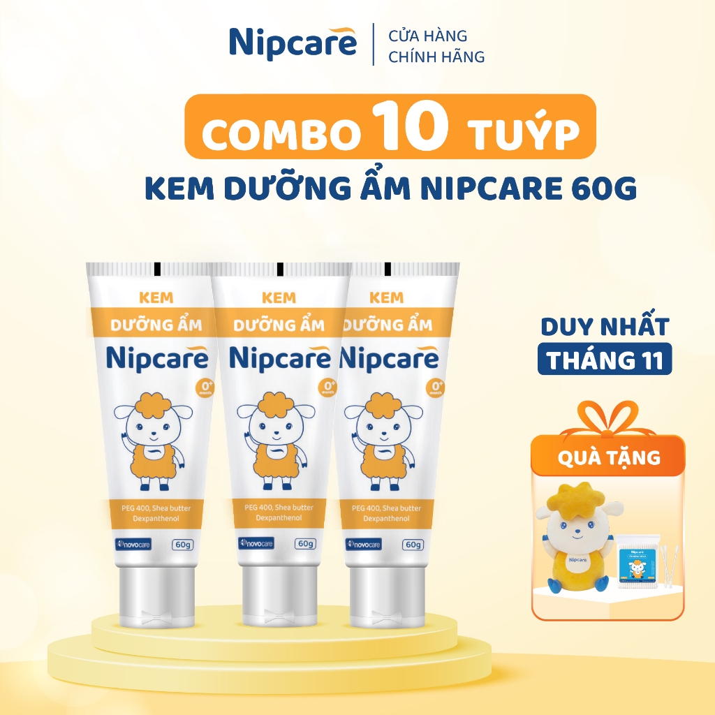 [Tặng Cừu Bông dễ thương] Combo 10 Tuýp Kem dưỡng ẩm cho bé Nipcare Novocare