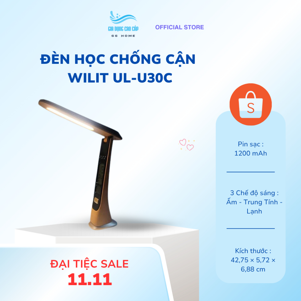 ĐÈN HỌC CHỐNG CẬN WILIT UL-U30C – MÀU NÂU/ĐEN - MODEL 2025