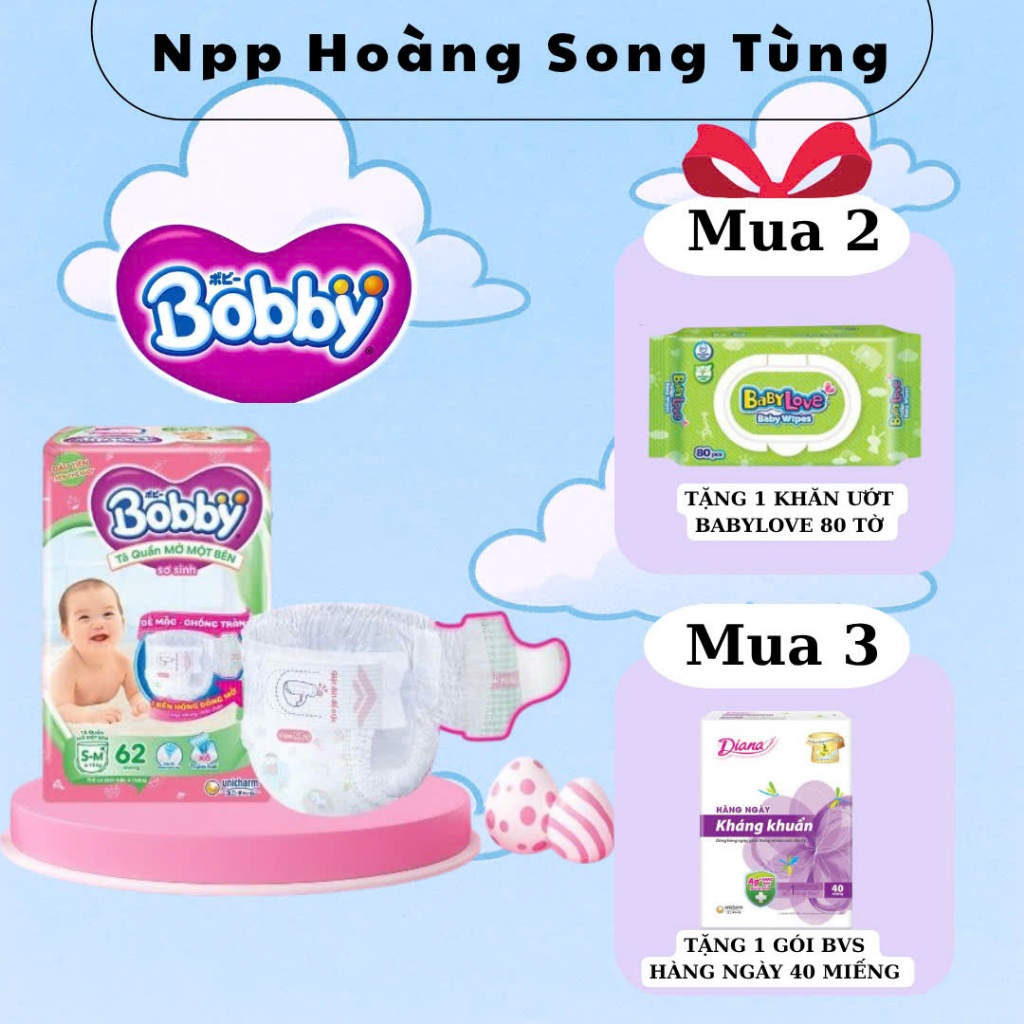 Tã quần mở một bên Bobby size NB70+6
