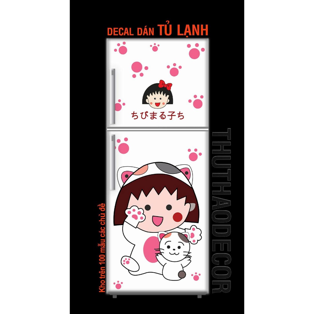 Decal dán Tủ Lạnh MARUKO CUTE chất liệu cao cấp