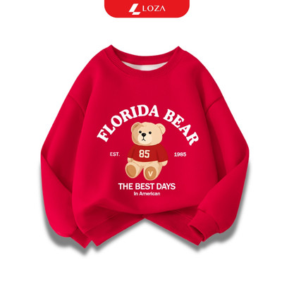 Áo nỉ sweater trẻ em TA15 cho bé trai, gái in hình gấu FLorida Bear size từ 18-42kg Loza IN3384