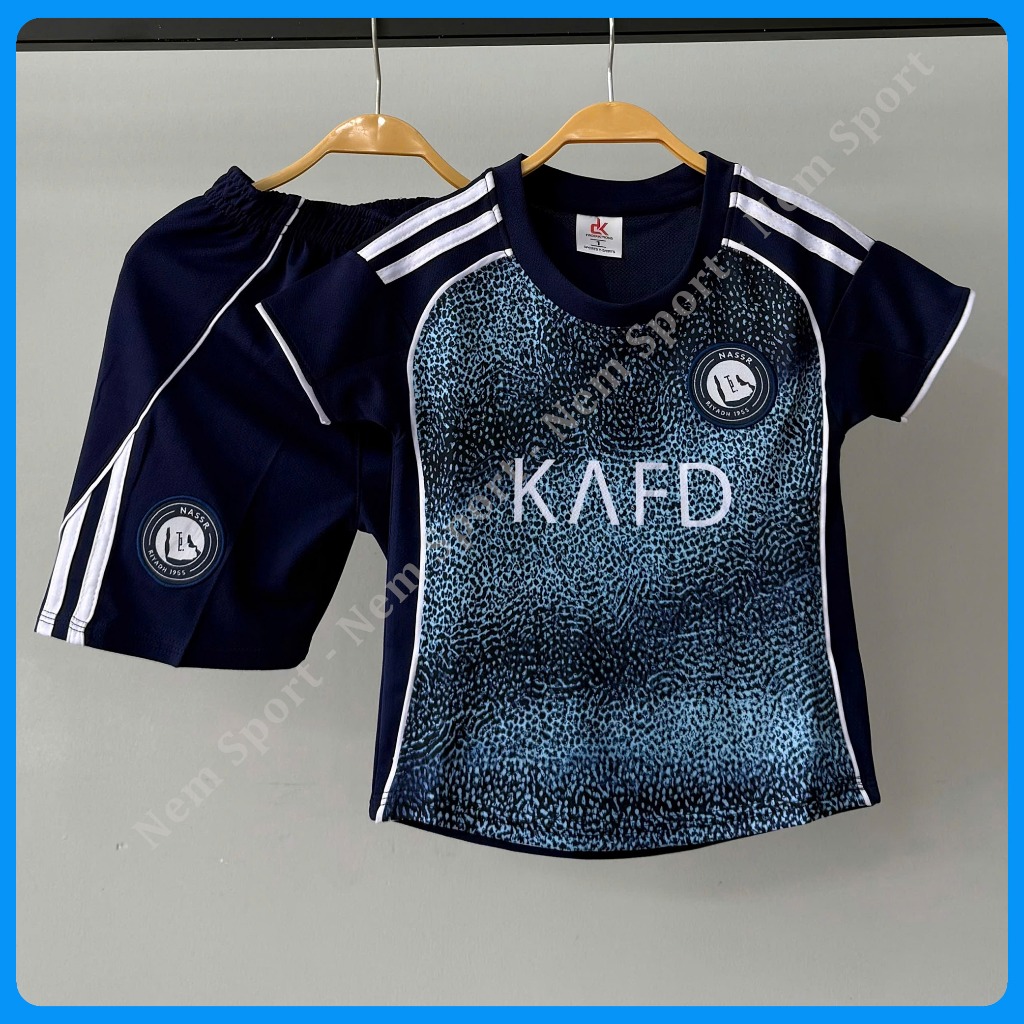 Quần Áo Bóng Đá Trẻ Em CLB Al Nass Màu Xanh Đen 2025 - Chất Vải Thun Mè Cao Cấp