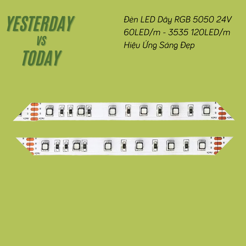 Đèn LED Dây RGB 5050 24V 60LED/m - 3535 120LED/m Hiệu Ứng Sáng Đẹp Dùng Cho Trang Trí
