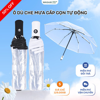  Ô Che Mưa Gấp Gọn Mở Tự Động Wasabi trong Suốt Hợp Thời Trang Chất Liệu Dày Dặn 