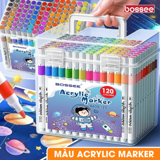 Bút Màu Acrylic Marker Bossee Vẽ Mọi Chất Liệu - Bút Đánh Dấu Màu Tươi Sáng, Đè Màu Tốt Che Phủ Cao