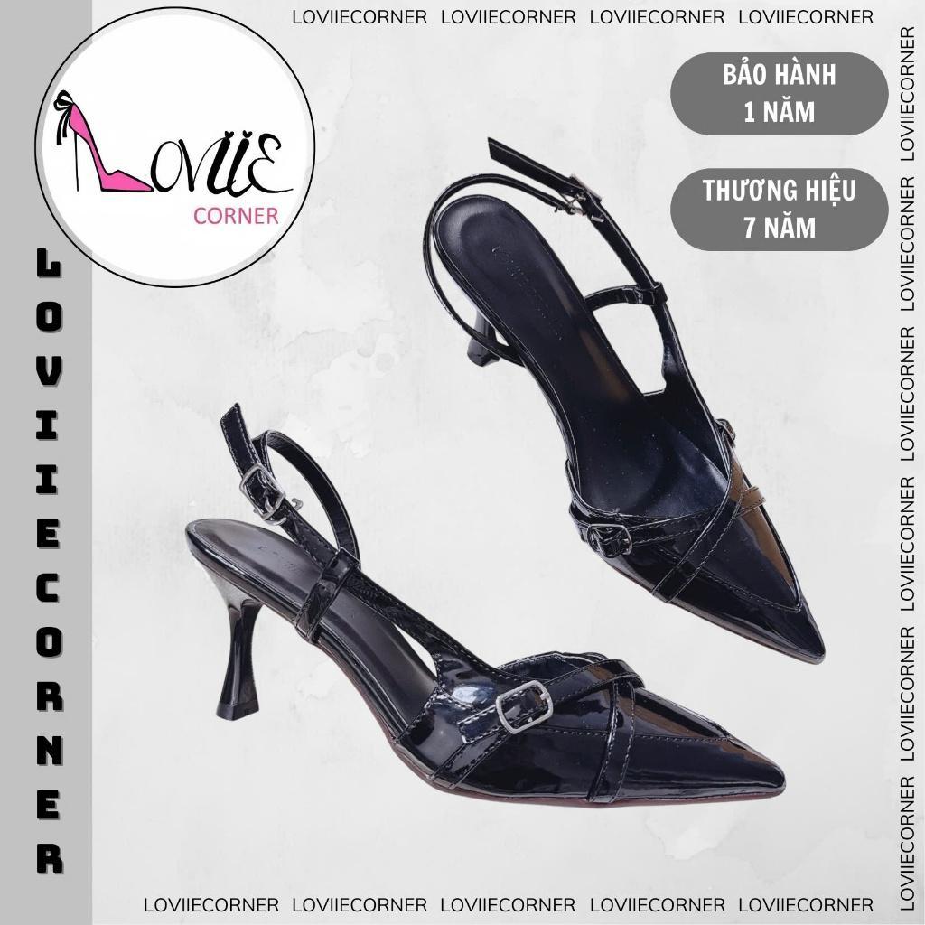 LOVIIECORNER - GIÀY CAO GÓT NỮ MŨI NHỌN SLINGBACK QUAI CHÉO - GIÀY CAO GÓT NỮ SANG CHẢNH GÓT 7PHÂN -