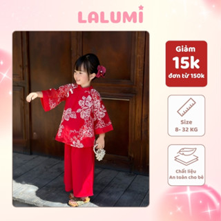   TẶNG BỜM  Áo dài cho bé gái và mẹ thêu hoa sương mai vải lụa phối voan mềm mại - LALUMI KIDS 