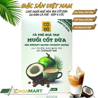 Cà phê muối Huế cốt dừa hòa tan - Gu đậm cà phê - Thương hiệu CỐ ĐÔ - Đặc sản Huế - Hộp 6 cốc - Kingsmart
