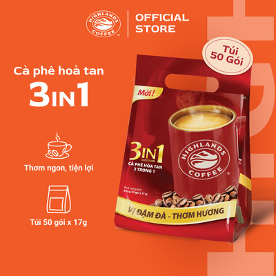 Cà phê sữa hòa tan 3in1 Highlands Coffee (50 gói x 17g)