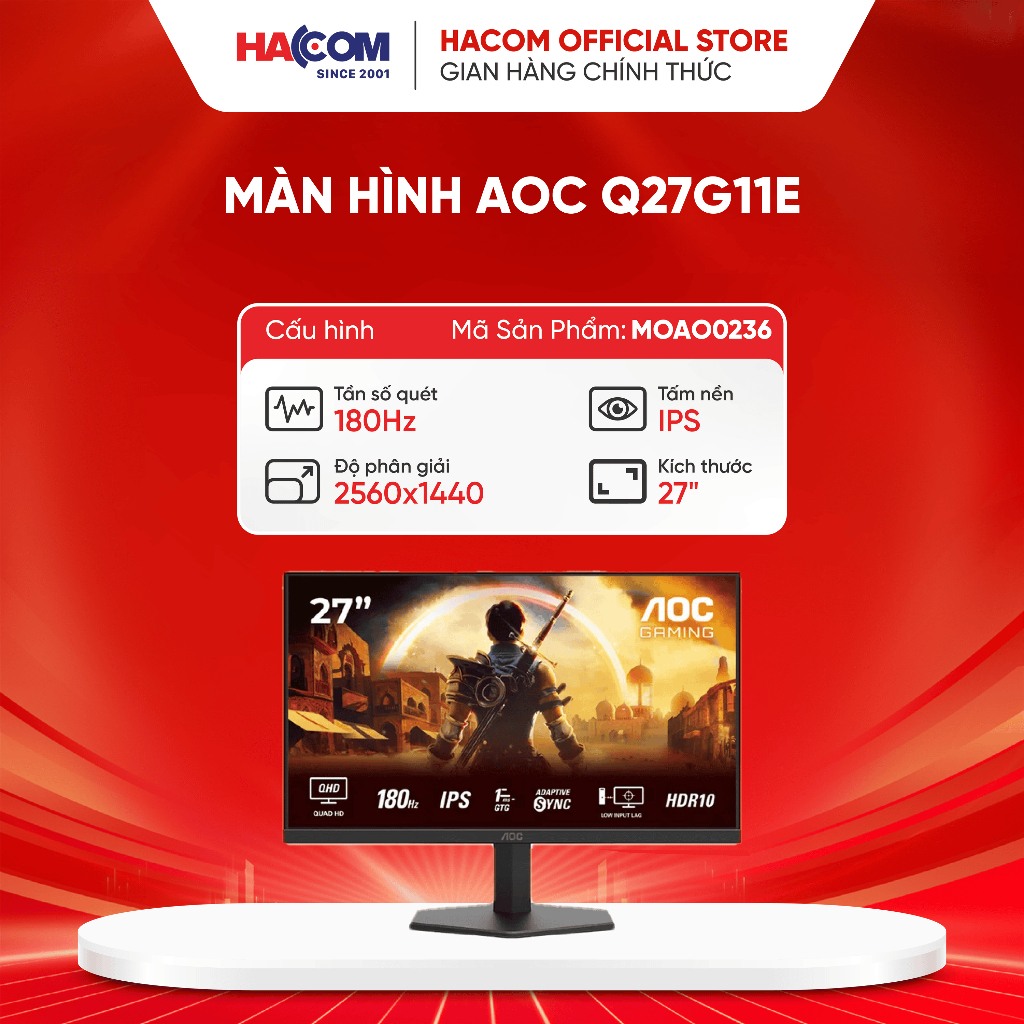 Màn hình AOC Q27G11E (27 inch/QHD/IPS/180Hz/0.5ms)