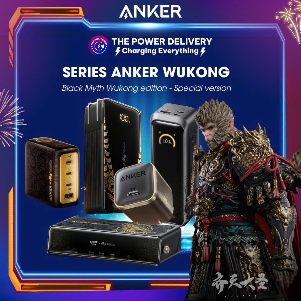Sạc Nhanh Anker Wukong Mã A2697 140W, A83B3 hub 14in1, A2692 45W kèm Cáp Type C, Pin Dự Phòng Anker 