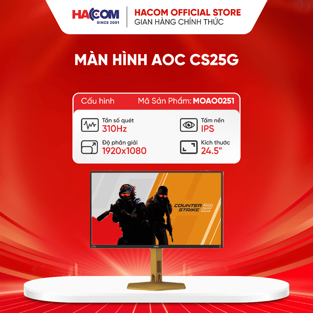 Màn hình AOC CS25G (24.5 inch/FHD/Fast IPS/310Hz/0.3ms)