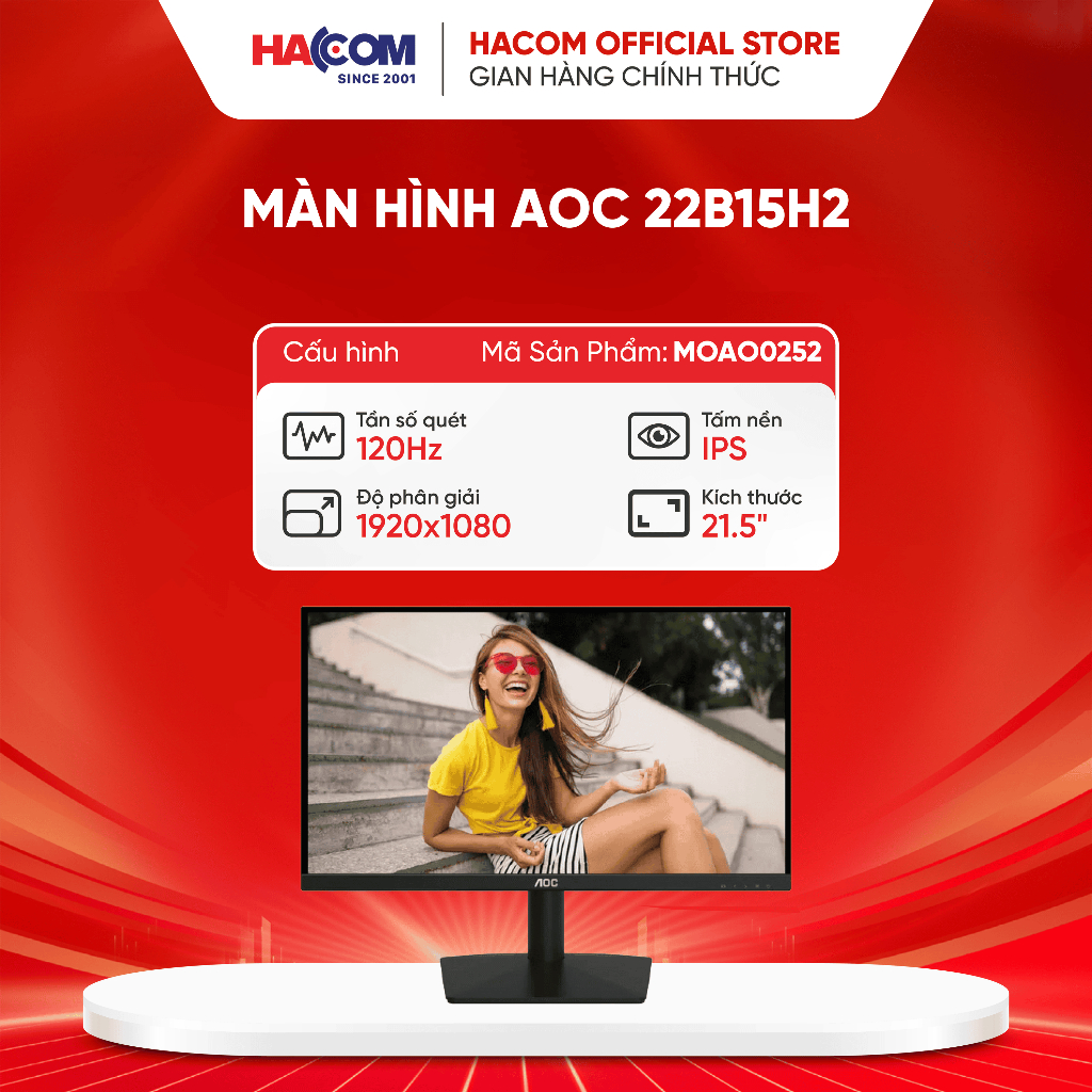Màn hình AOC 22B15H2 (21.5inch/FHD/IPS/120Hz/4ms) HACOM