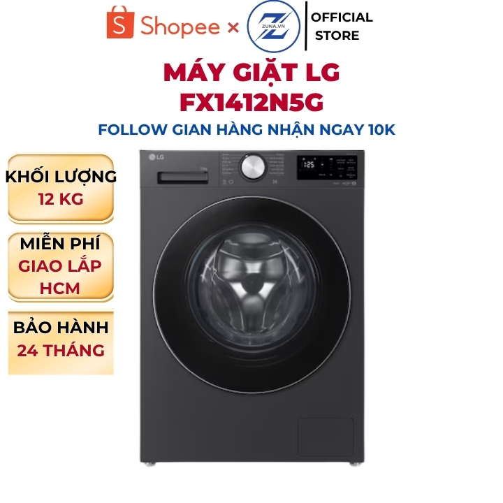 Máy giặt cửa ngang Inverter LG 12KG FX1412N5G - Bảo hành 24 tháng