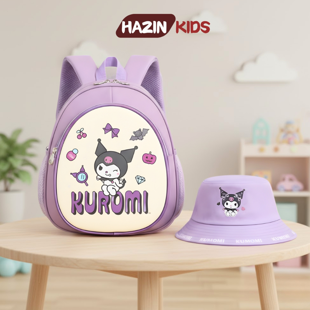[COMBO] Balo và Mũ cho bé trai bé gái đi học mầm non mẫu giáo hình Kuromi, Hello Kitty, Tung Tung Sahur
