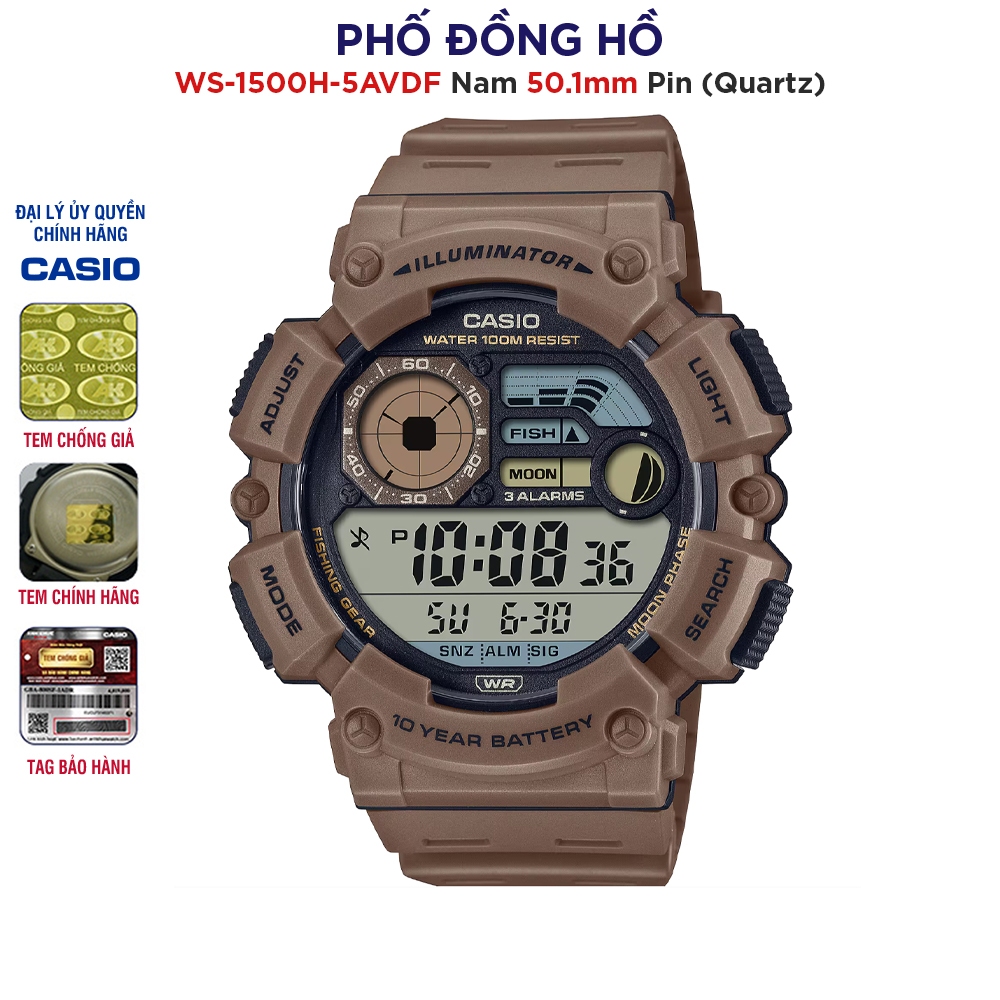 Đồng hồ nam dây nhựa Casio Anh Khuê WS-1500H-5AVDF