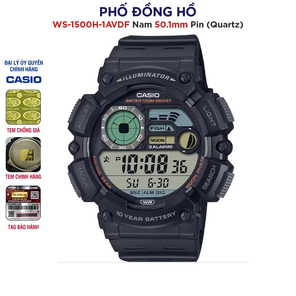 Đồng hồ nam dây nhựa Casio Anh Khuê WS-1500H-1AVDF