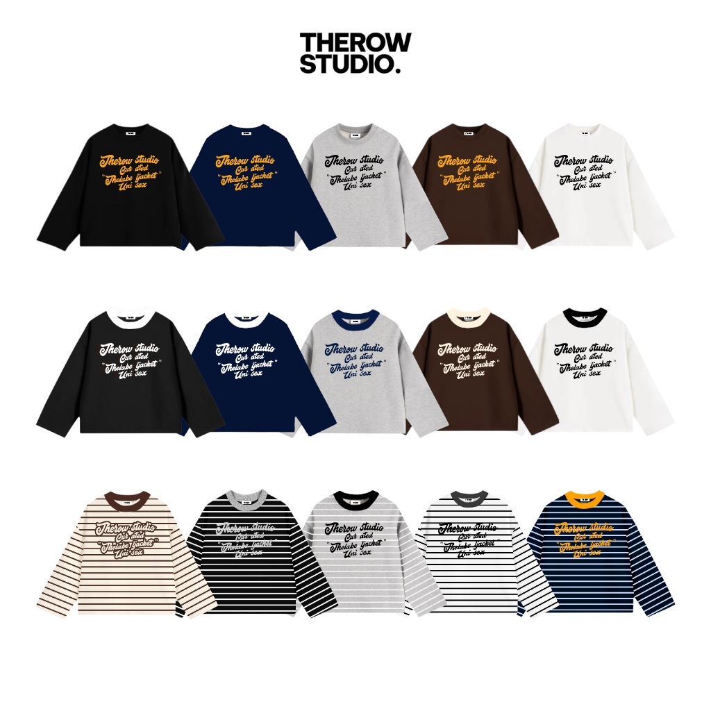 [Ver5] Áo Thun Tay Dài Long Sleeve Boxy THEROW 250gsm Form Rộng Cổ Tròn "THE LABEL" Unisex Nam Nữ Phong Cách Basic Thoải | BigBuy360 - bigbuy360.vn