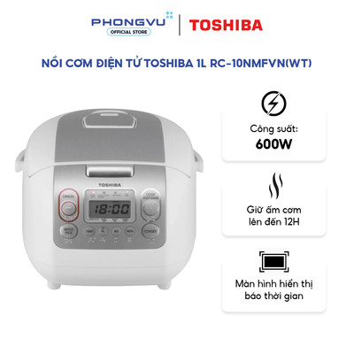 Nồi Cơm Điện Tử Toshiba RC-10NMFVN(WT) 1L - Lòng Nồi 4mm Chống Dính, 10 Chế Độ Nấu - Bảo Hành 12T
